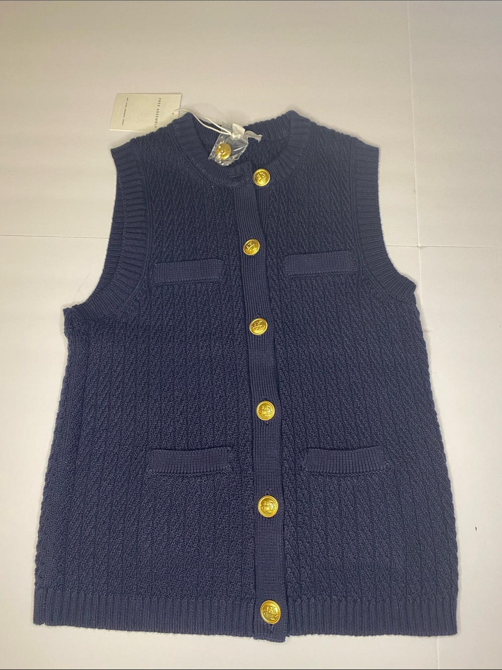 Free Assembly Women's Button Front Cable Knit Sweater Vest XS
